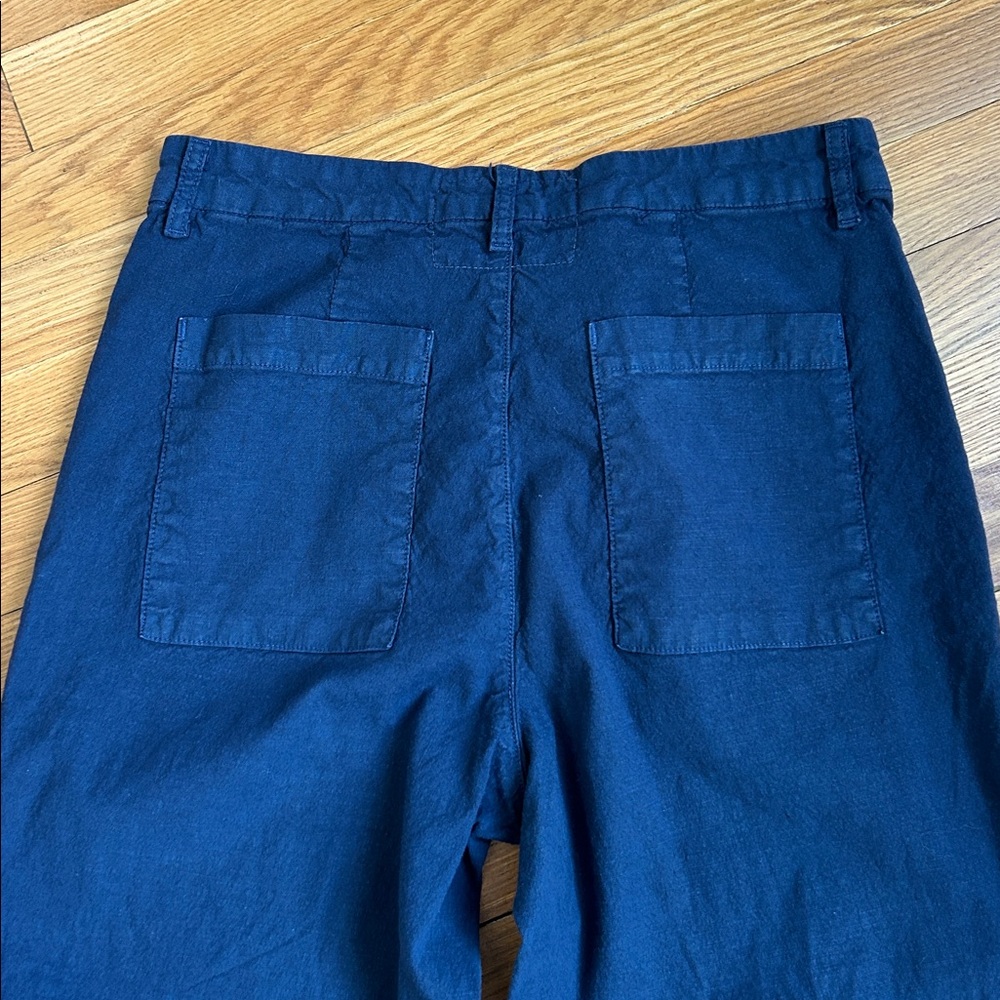 Frank & Eileen- Wexford Summer Navy Wide-Leg Linen/cotton Trousers - Picture 10 of 10